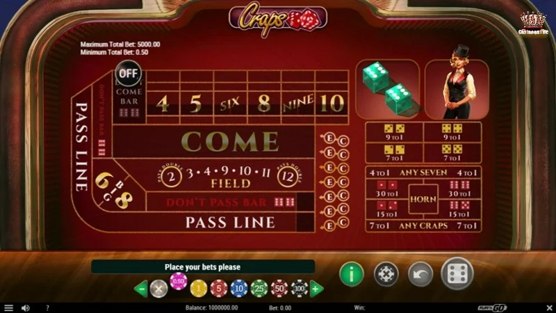 Các cửa cược xuất hiện trong ván Craps